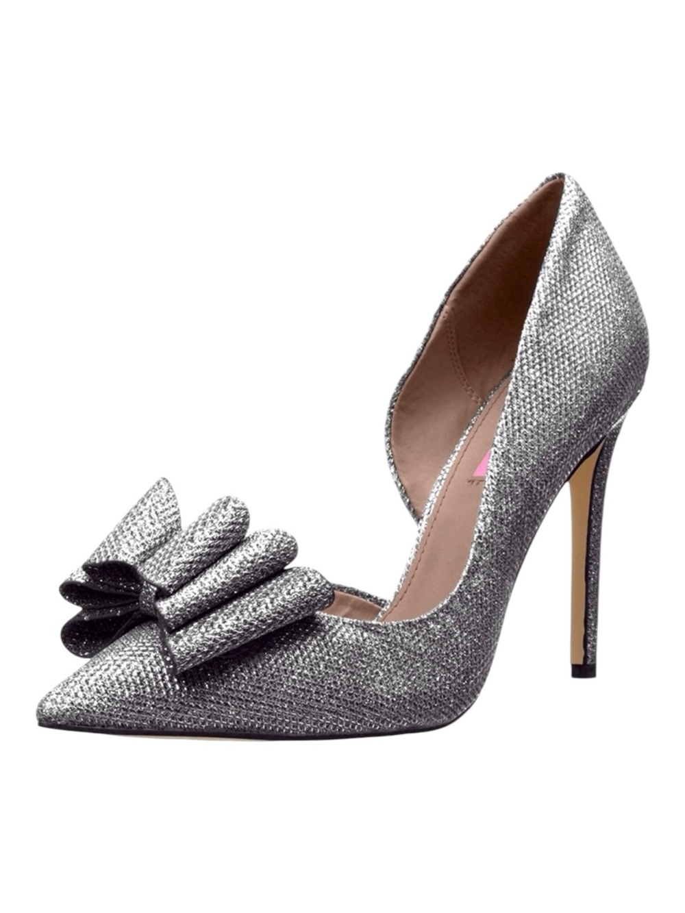 Betsey Johnson Silver Glitter Prince d’Orsay Pumps w/ Layered Bow - Size 7